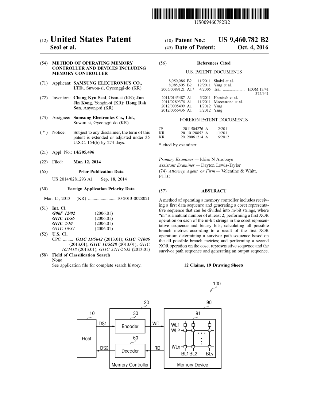 (12) United States Patent (10) Patent No.: US 9,460,782 B2 Seol Et Al