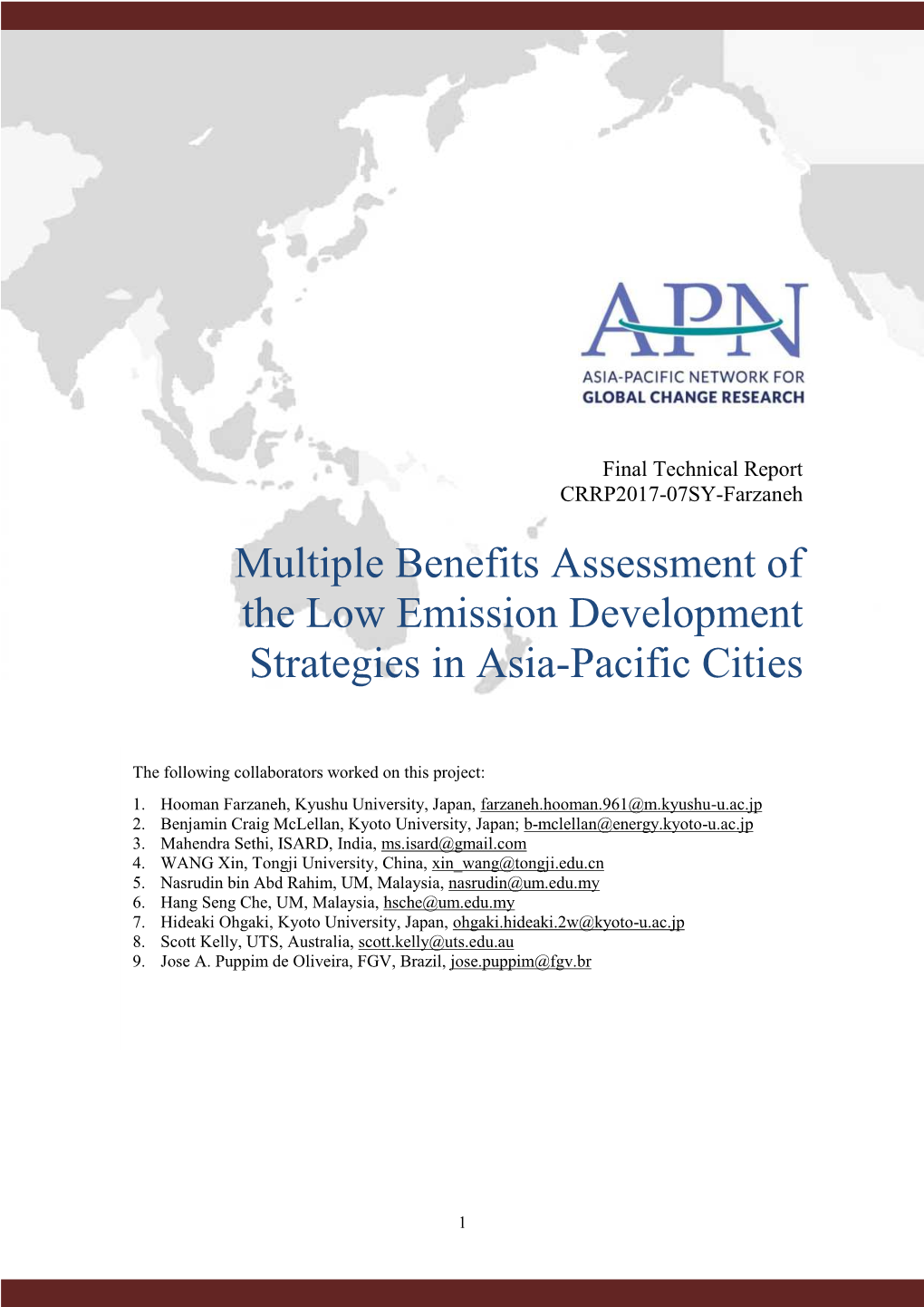 Multiple Benefits Assessment of the Low Emission Development Strategies in Asia-Pacific Cities
