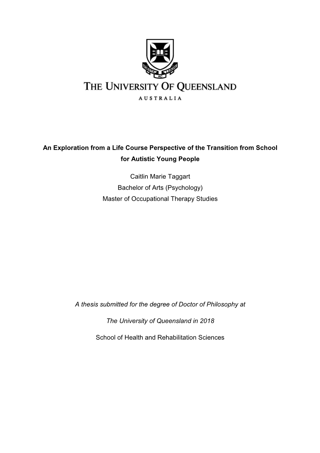 An Exploration from a Life Course Perspective of the Transition from School for Autistic Young People