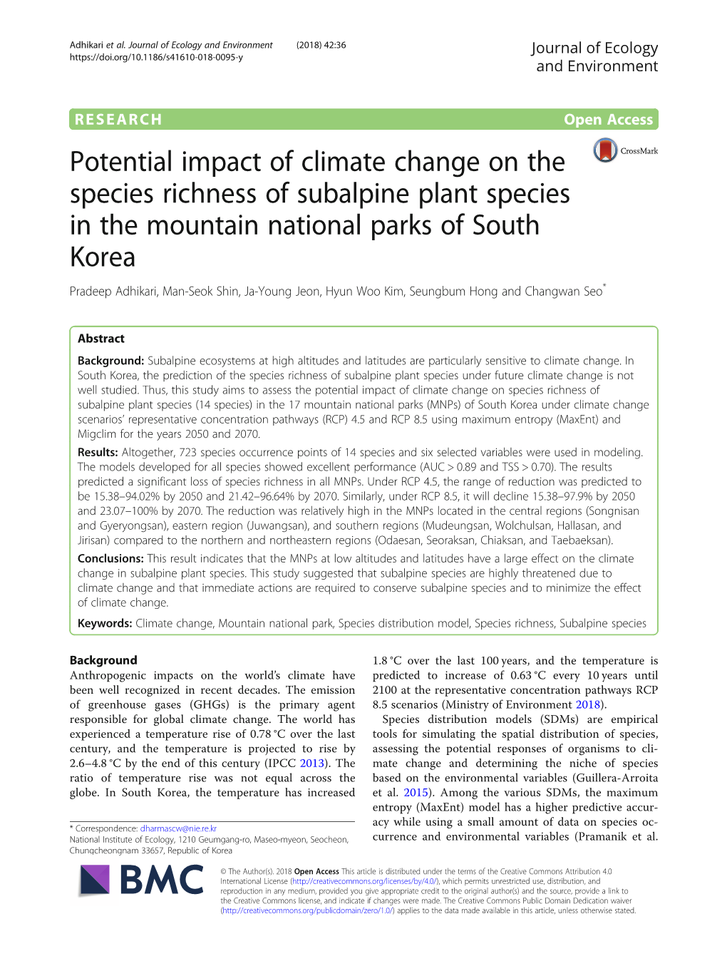 Potential Impact of Climate Change