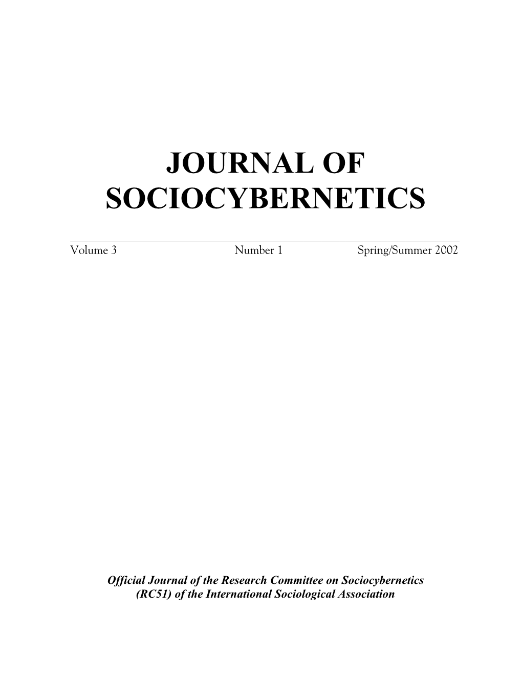 Journal of Sociocybernetics