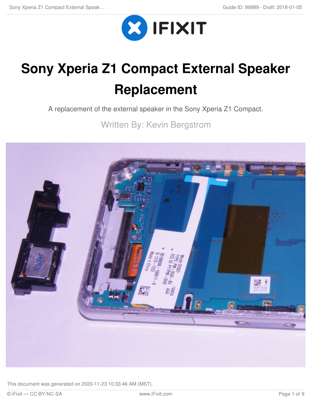 Sony Xperia Z1 Compact External Speaker Replacement
