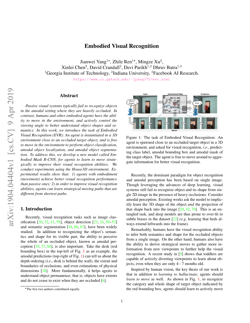 Embodied Visual Recognition: Learning to Move for Amodal Perception