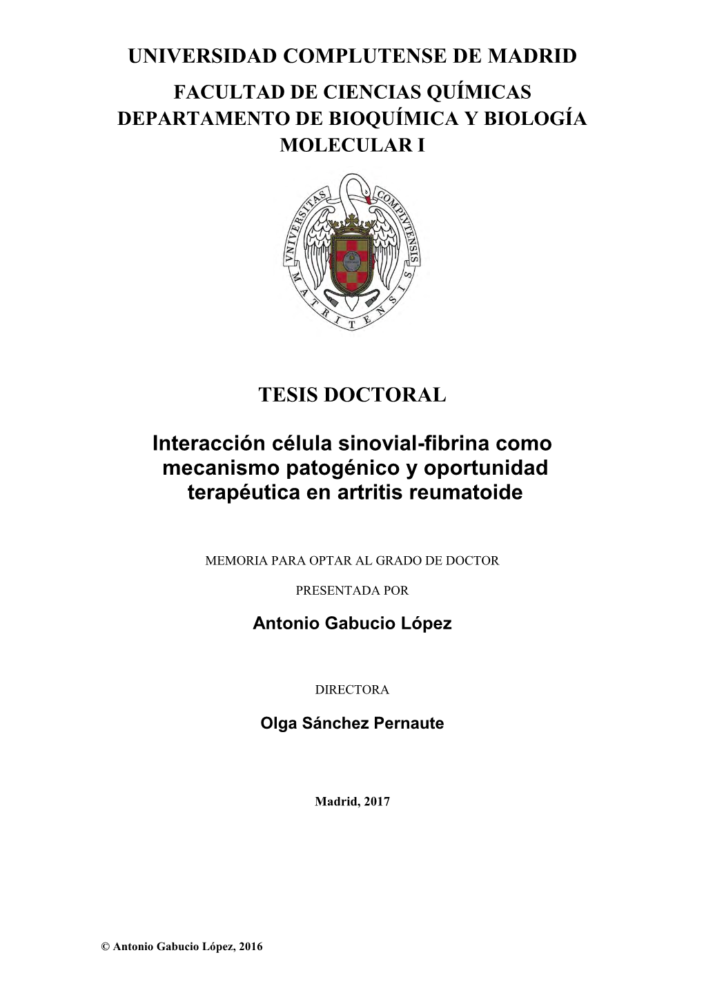 Interacción Célula Sinovial-Fibrina Como Mecanismo Patogénico Y Oportunidad Terapéutica En Artritis Reumatoide