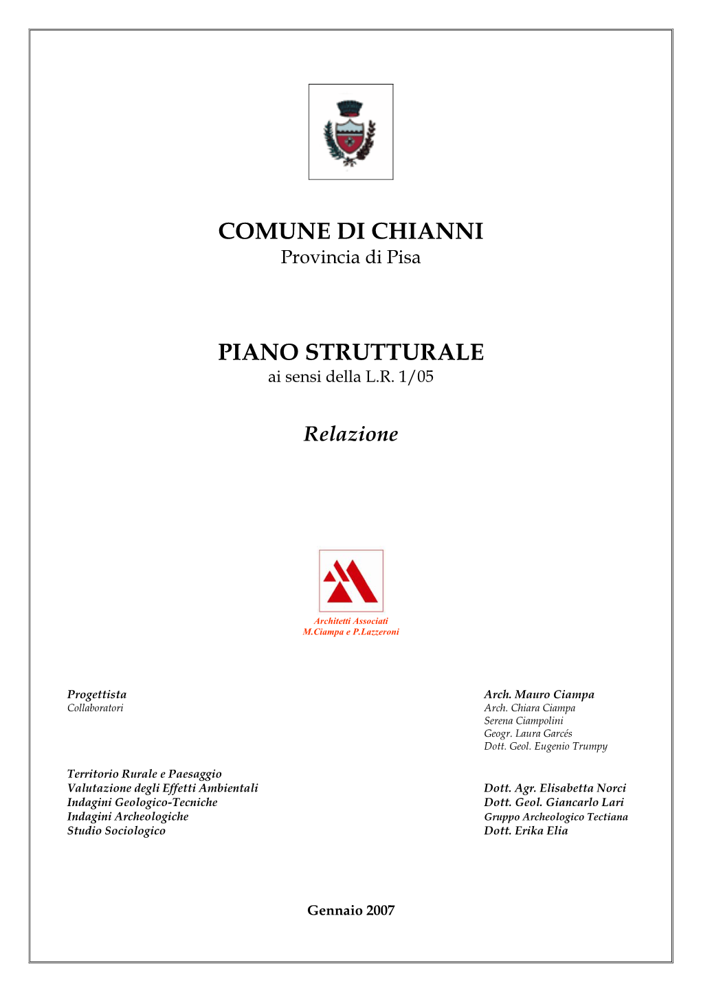 Comune Di Chianni Piano Strutturale