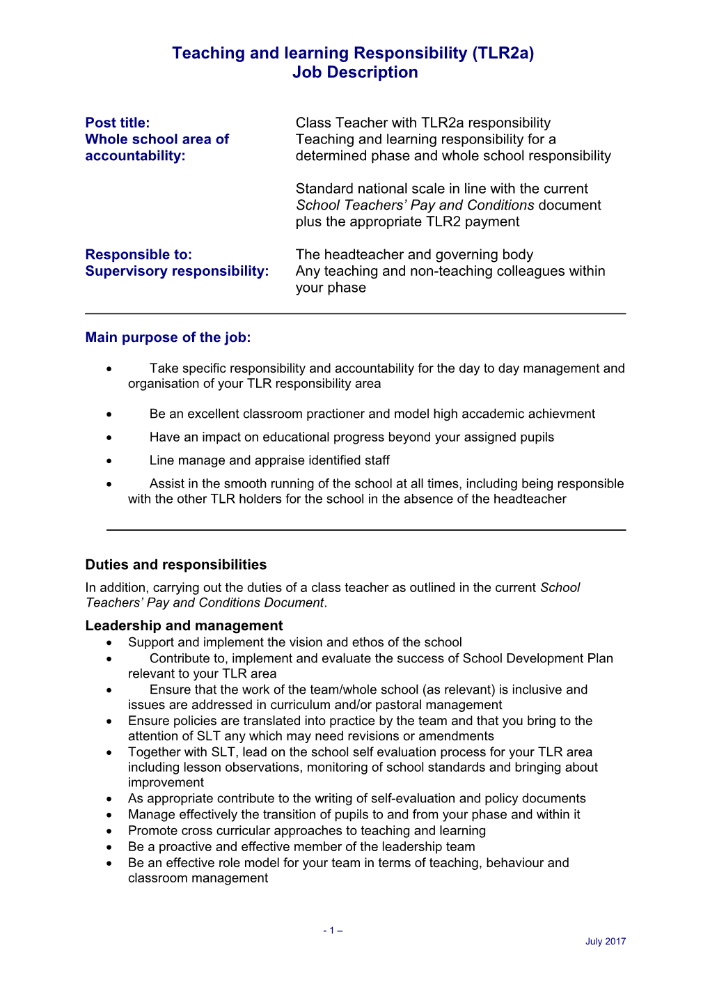 Teaching and Learning Responsibility (Tlr2a)