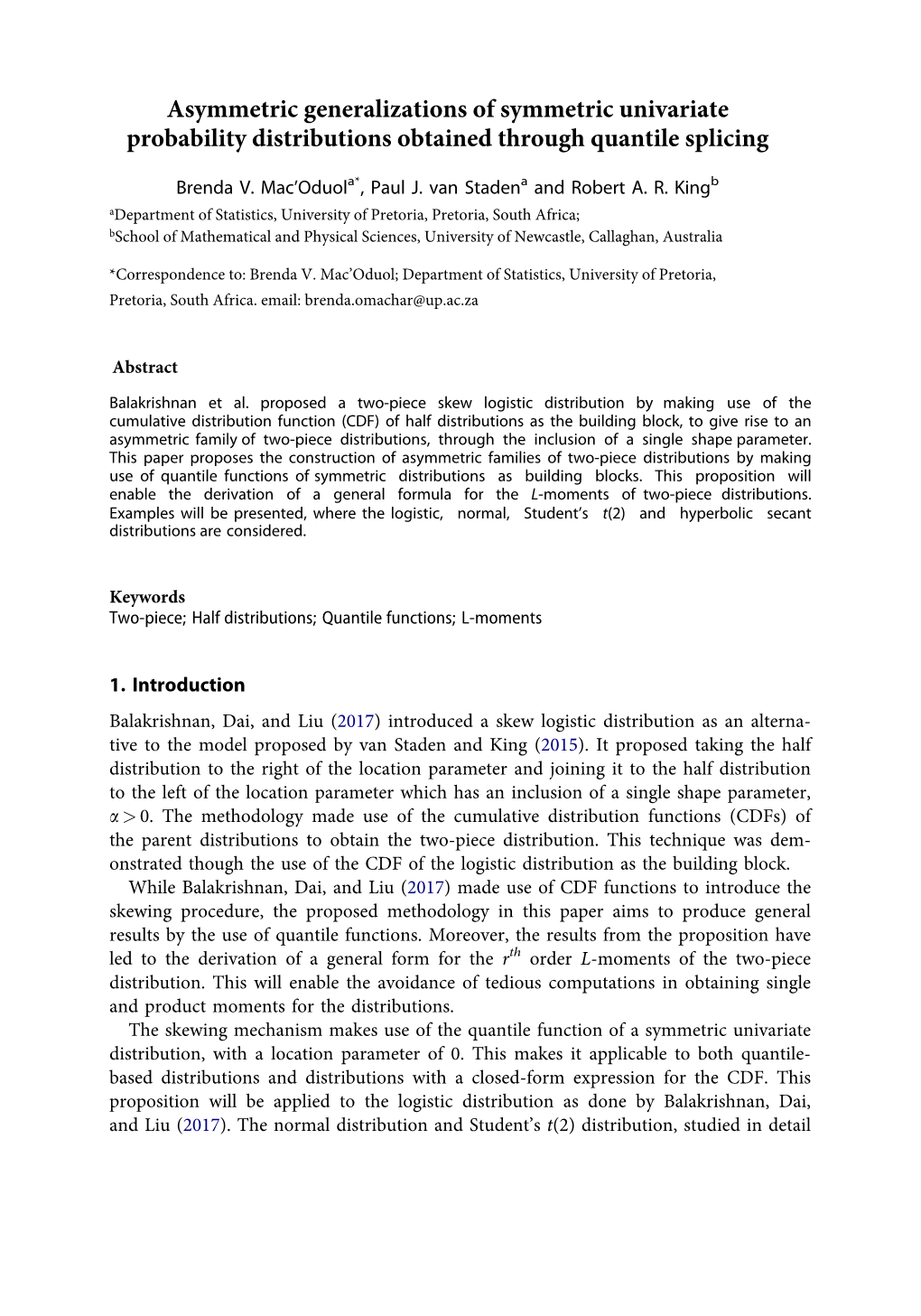 Asymmetric Generalizations of Symmetric Univariate Probability Distributions Obtained Through Quantile Splicing