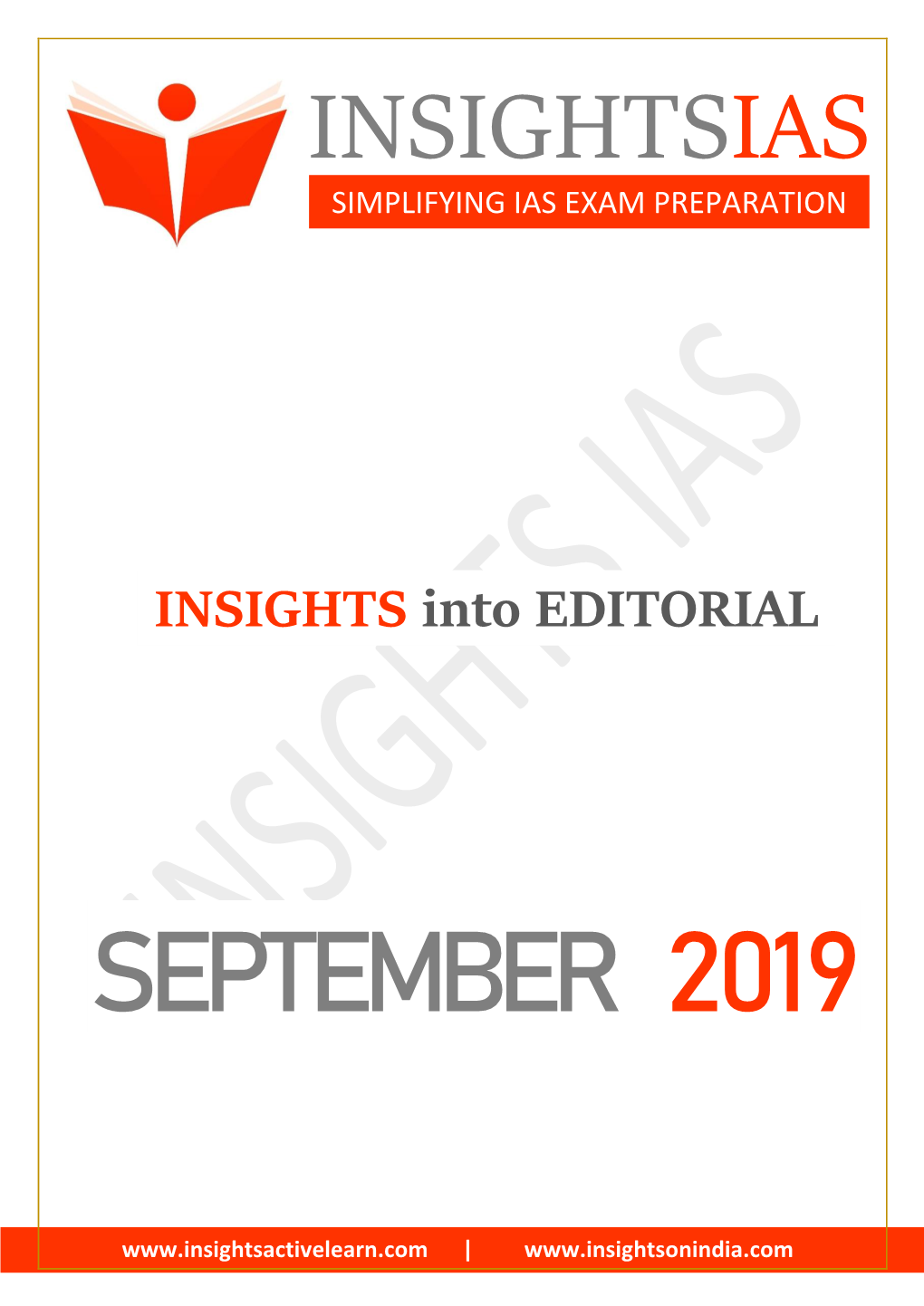 Insights Into Editorial September 2019