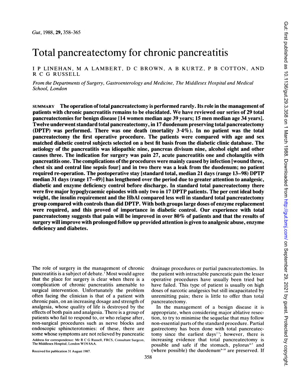 Total Pancreatectomy for Chronic Pancreatitis