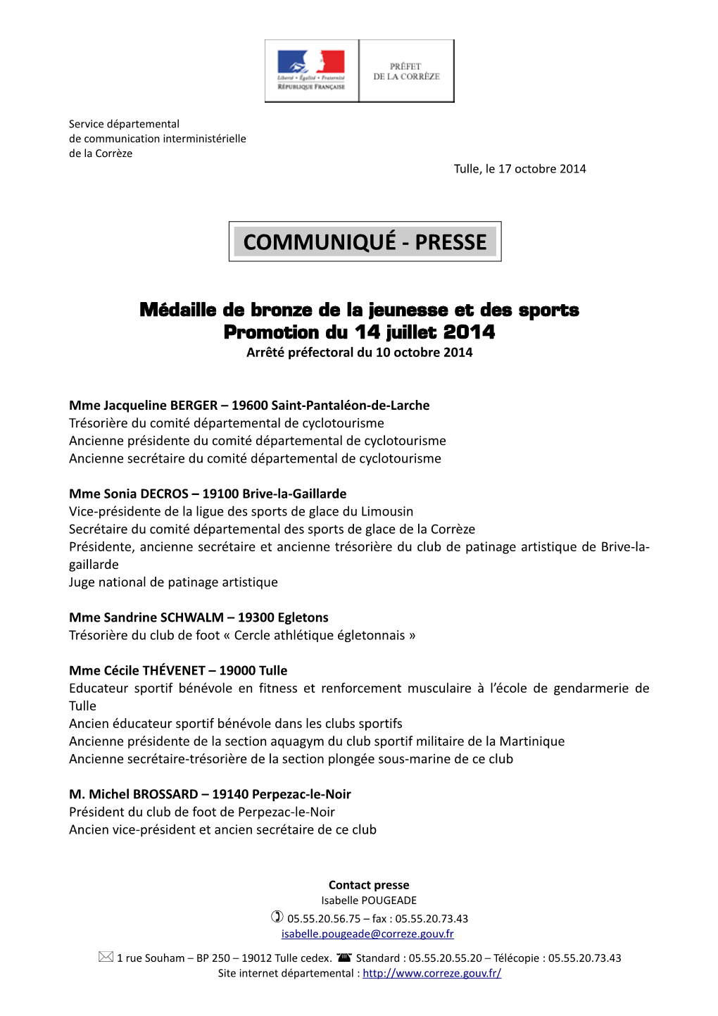 Communiqué - Presse