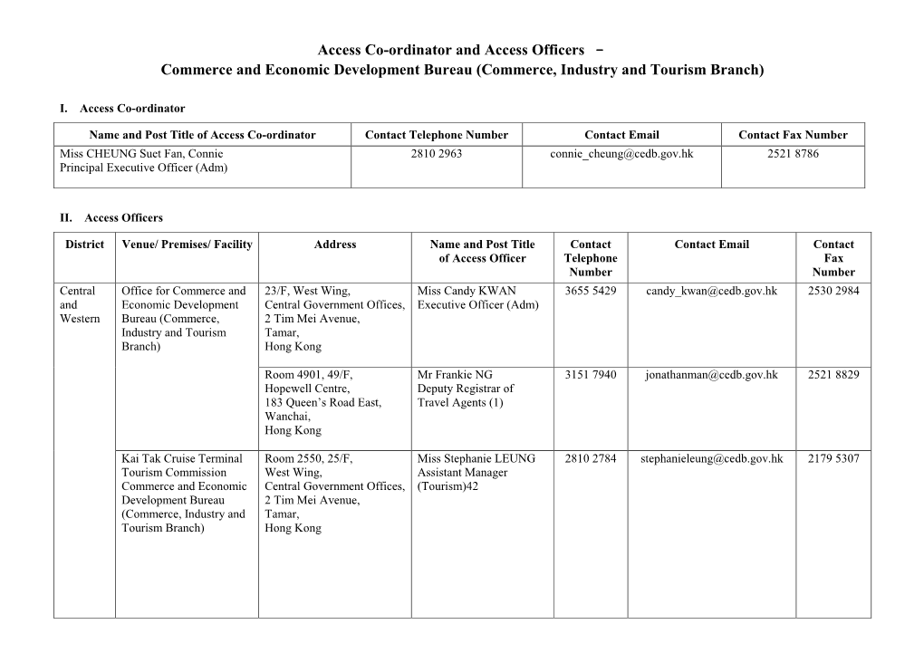 Commerce and Economic Development Bureau (Commerce, Industry and Tourism Branch)