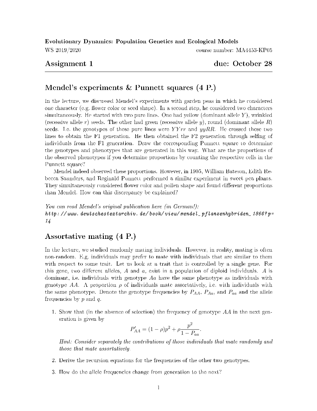 Assortative Mating (4 P.)