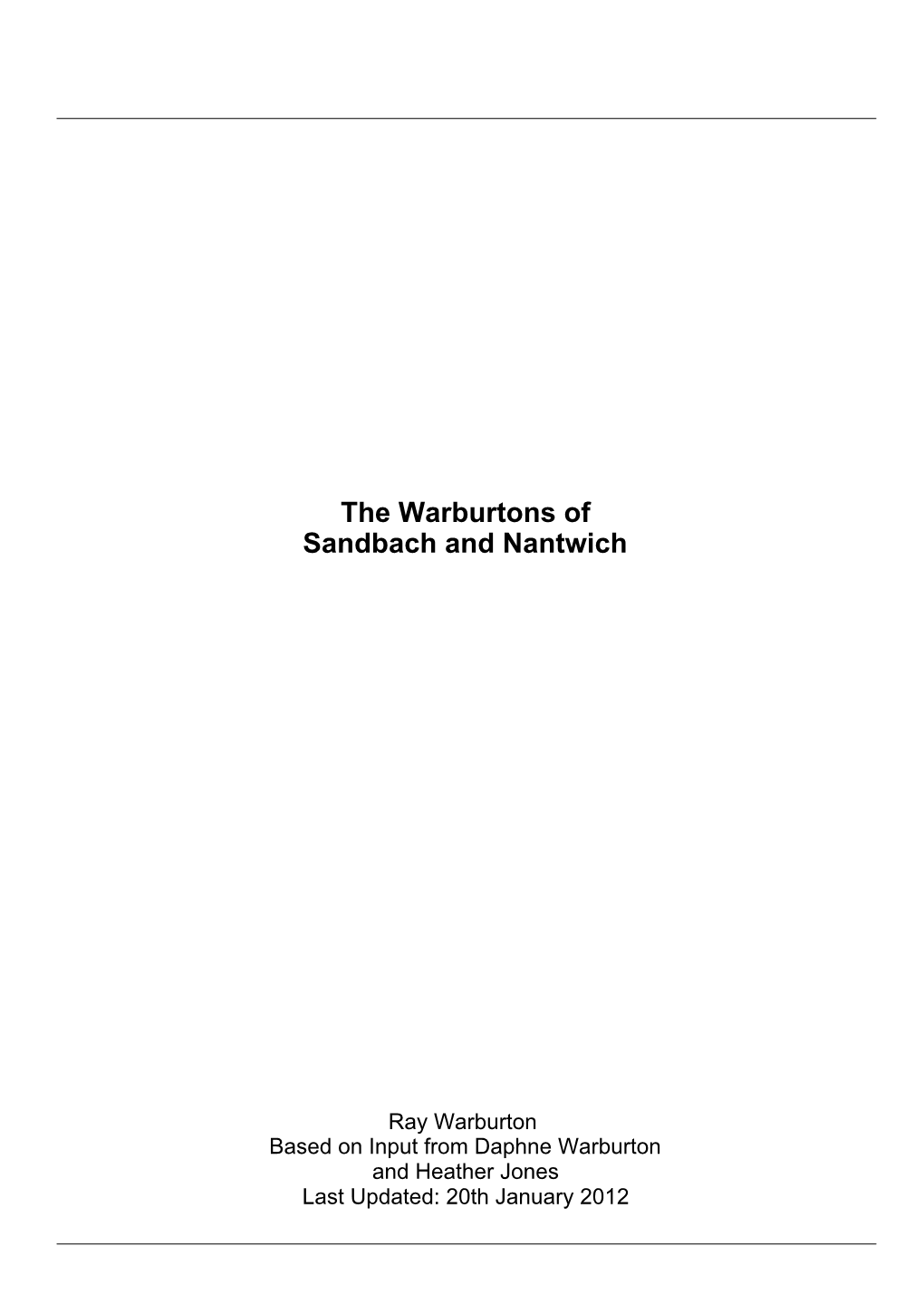 The Warburtons of Sandbach and Nantwich