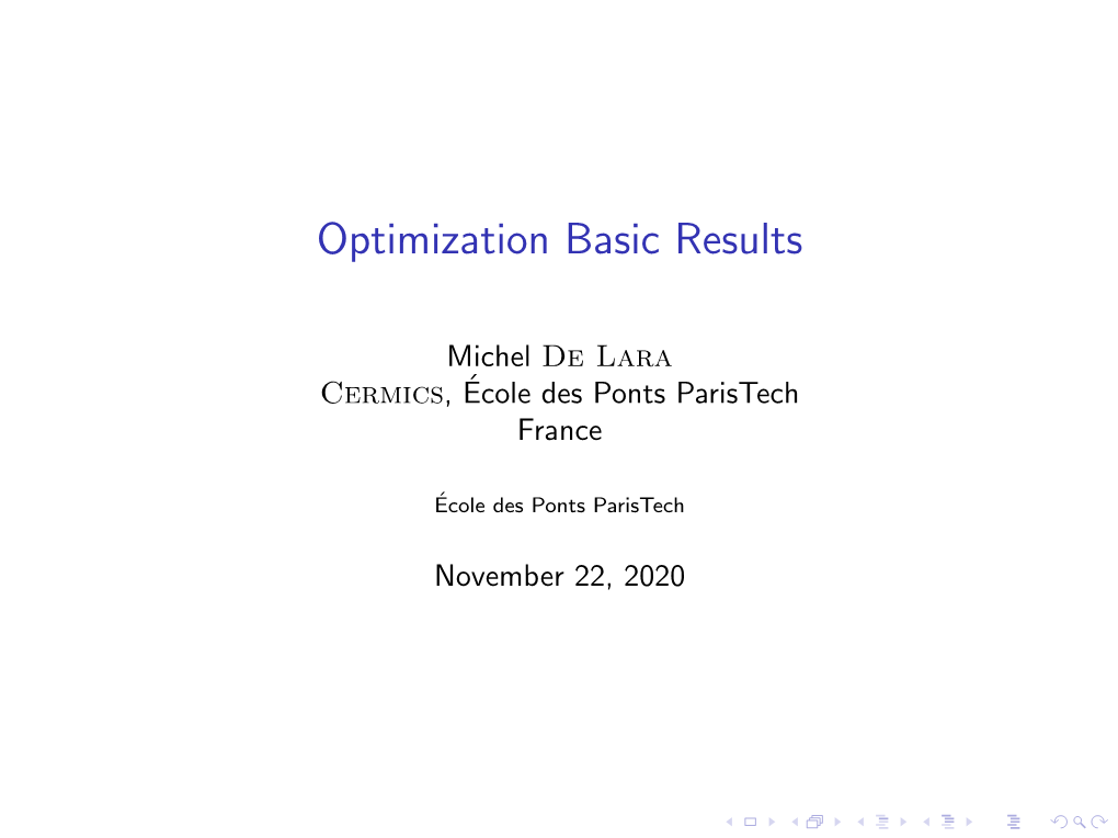 Optimization Basic Results
