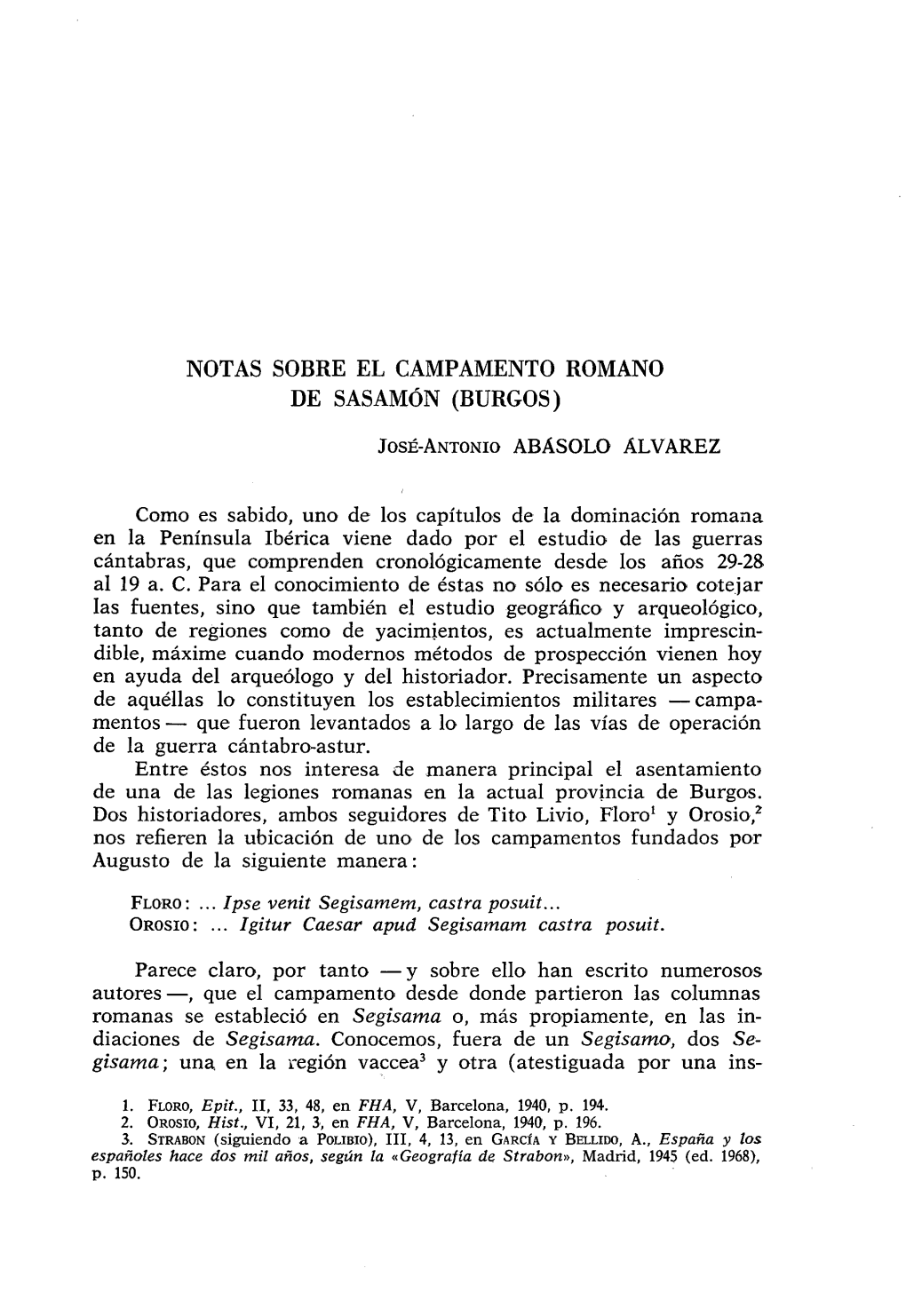 Notas Sobre El Campamento Romano De Sasamón (Burgos)