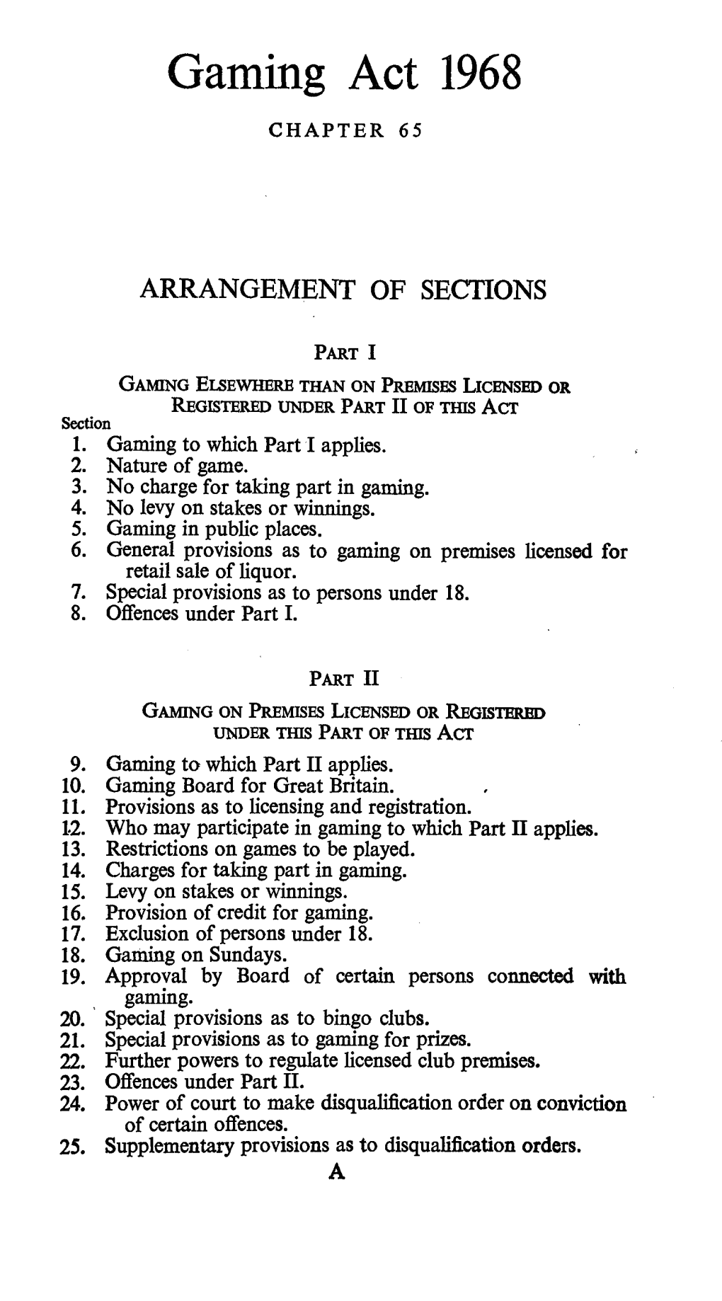 Gaming Act 1968 CHAPTER 65