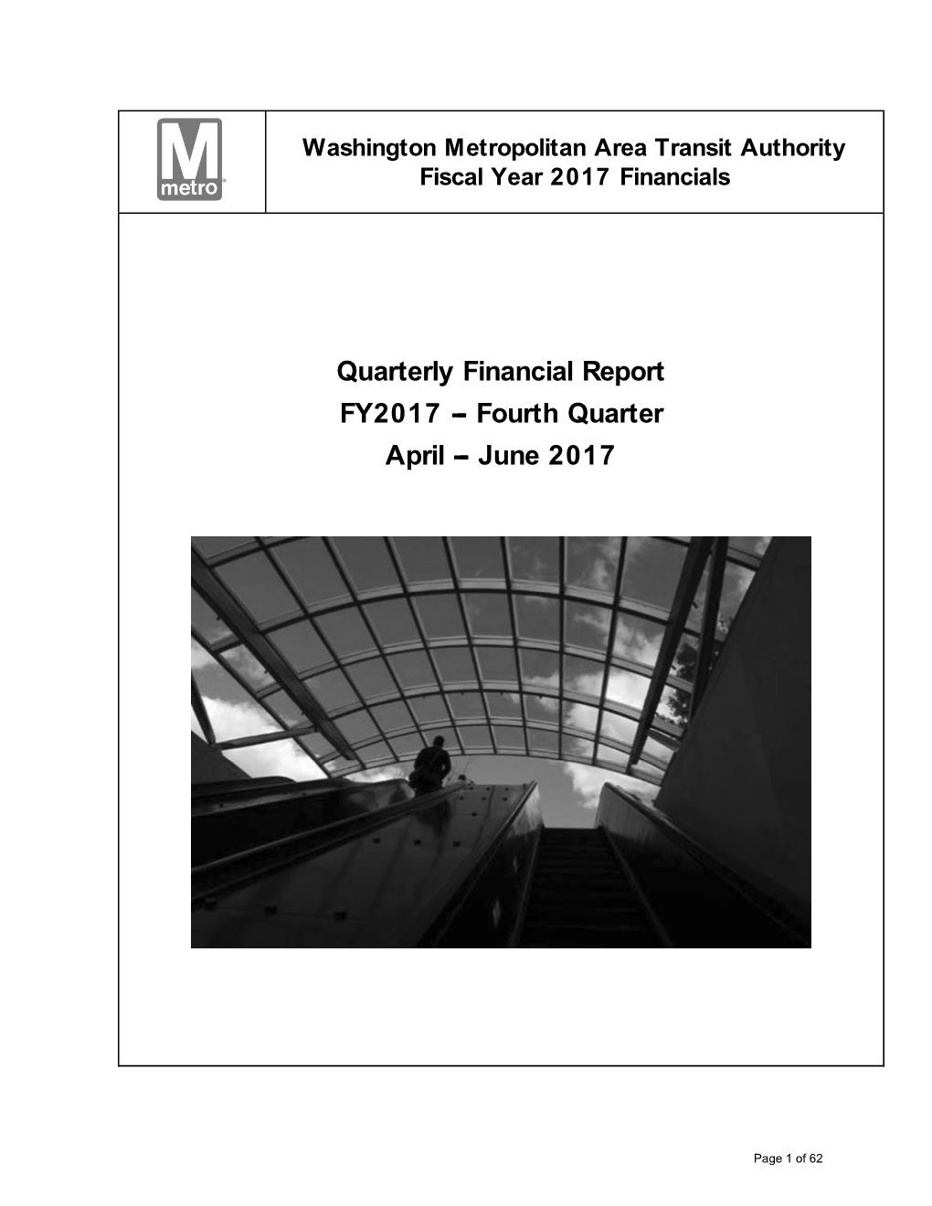 Quarterly Financial Report FY2017 -- Fourth Quarter April -- June 2017