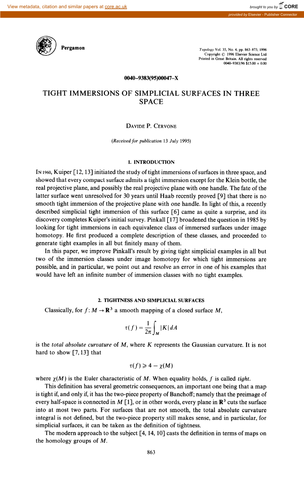 Tight Immersions of Simplicial Surfaces in Three Space