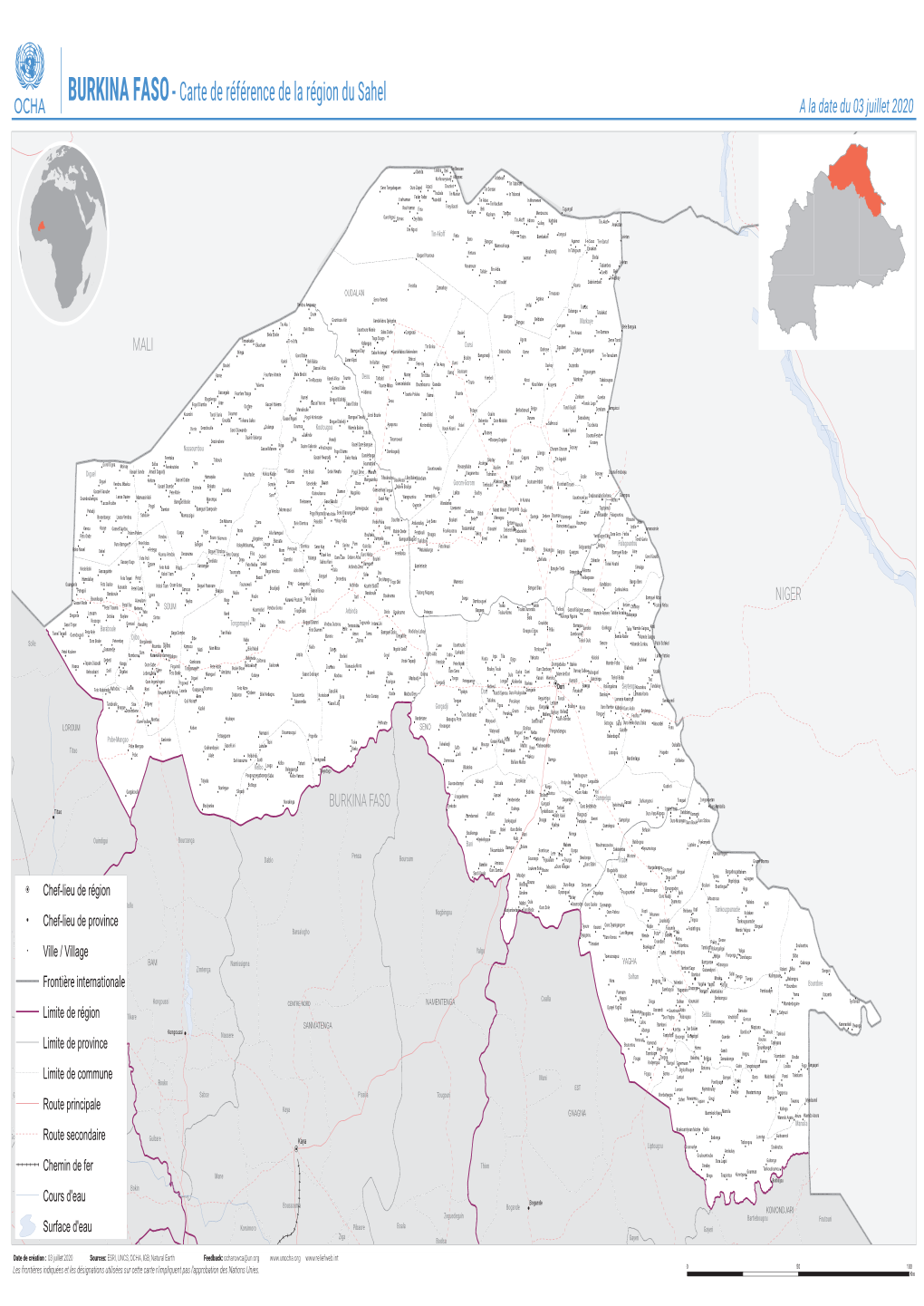 BURKINA FASO- Carte De Référence De La Région Du Sahel