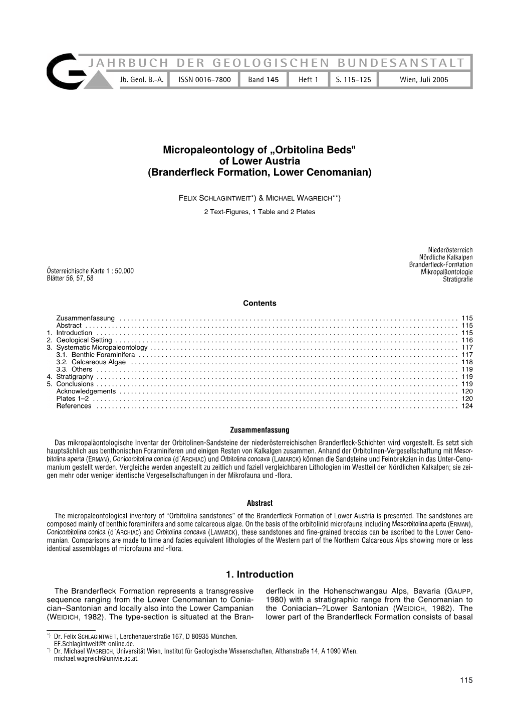 JAHRBUCH DER GEOLOGISCHEN BUNDESANSTALT Jb