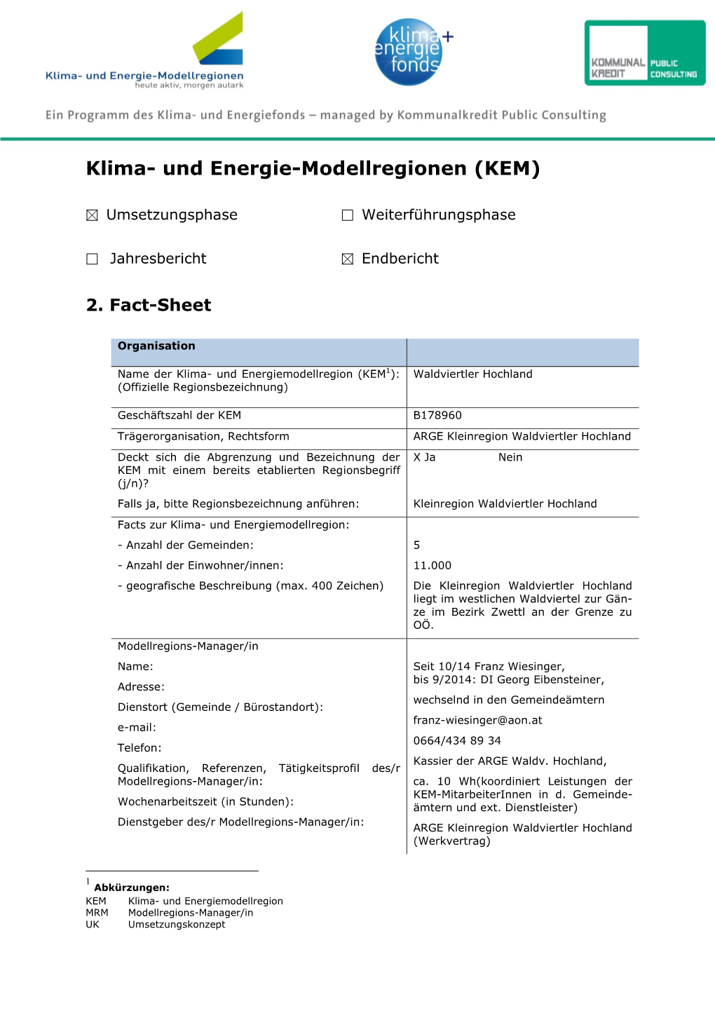 Klima- Und Energie-Modellregionen (KEM)