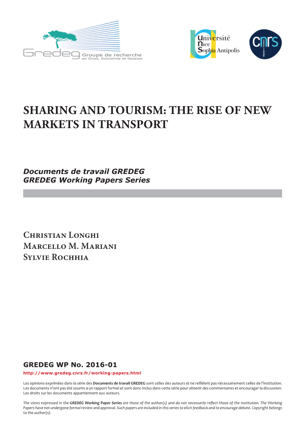 Sharing and Tourism: the Rise of New Markets in Transport