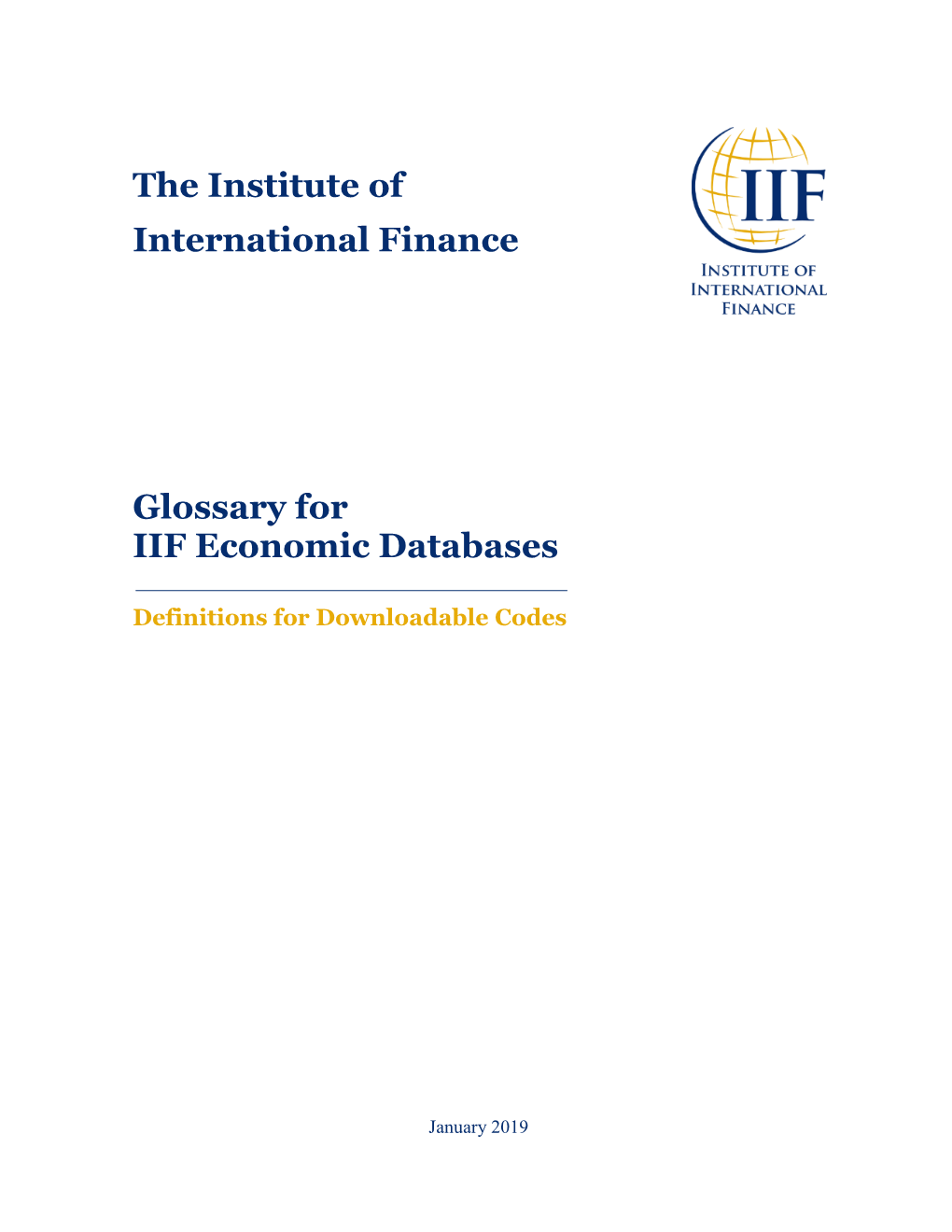 IIF Database Glossary