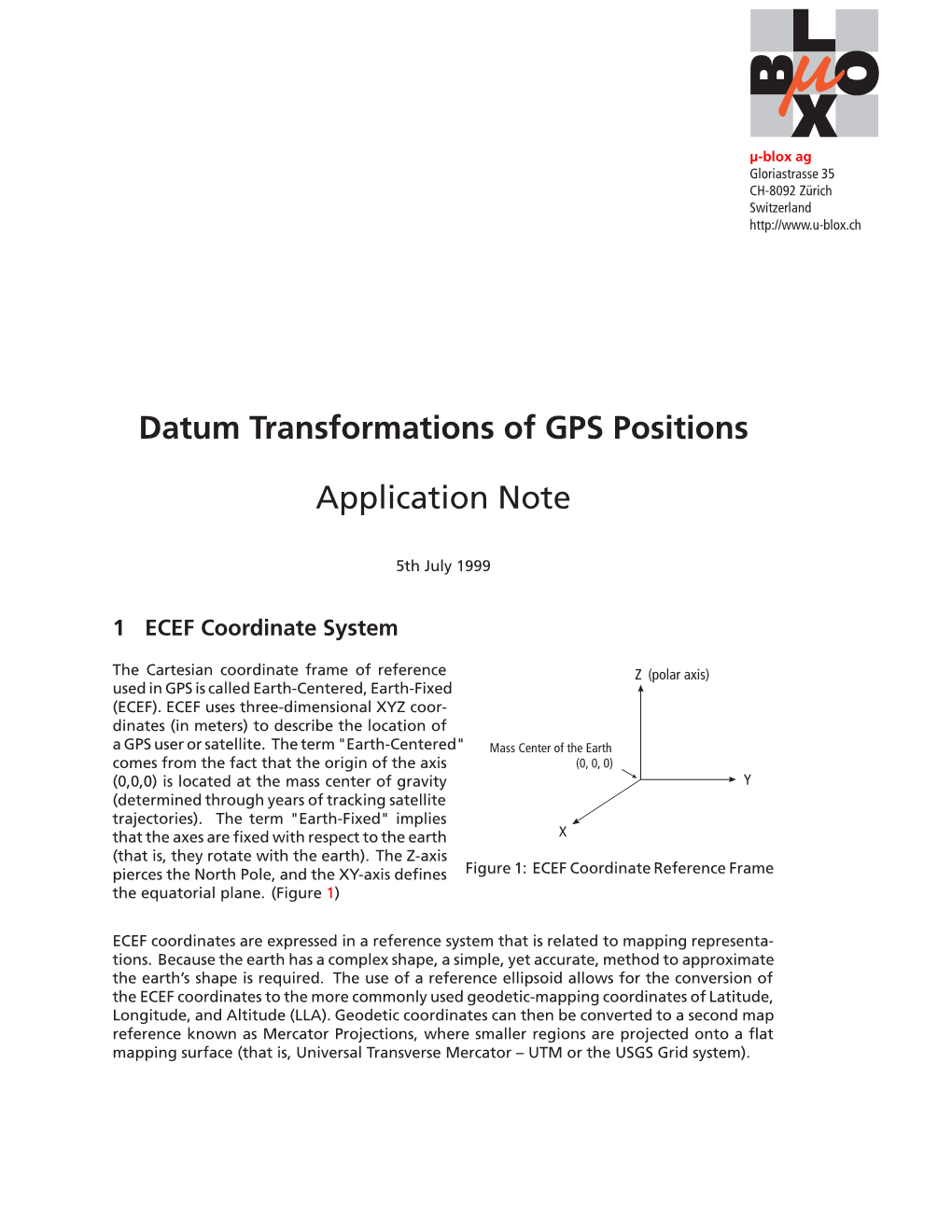 Datum Transformations of GPS Positions Application Note