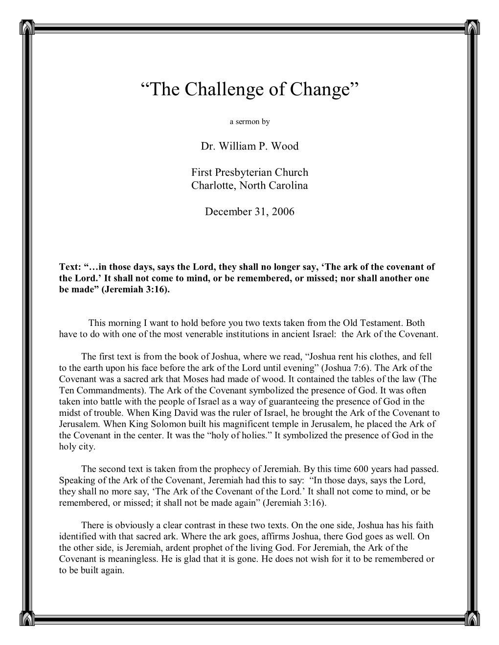 “The Challenge of Change”