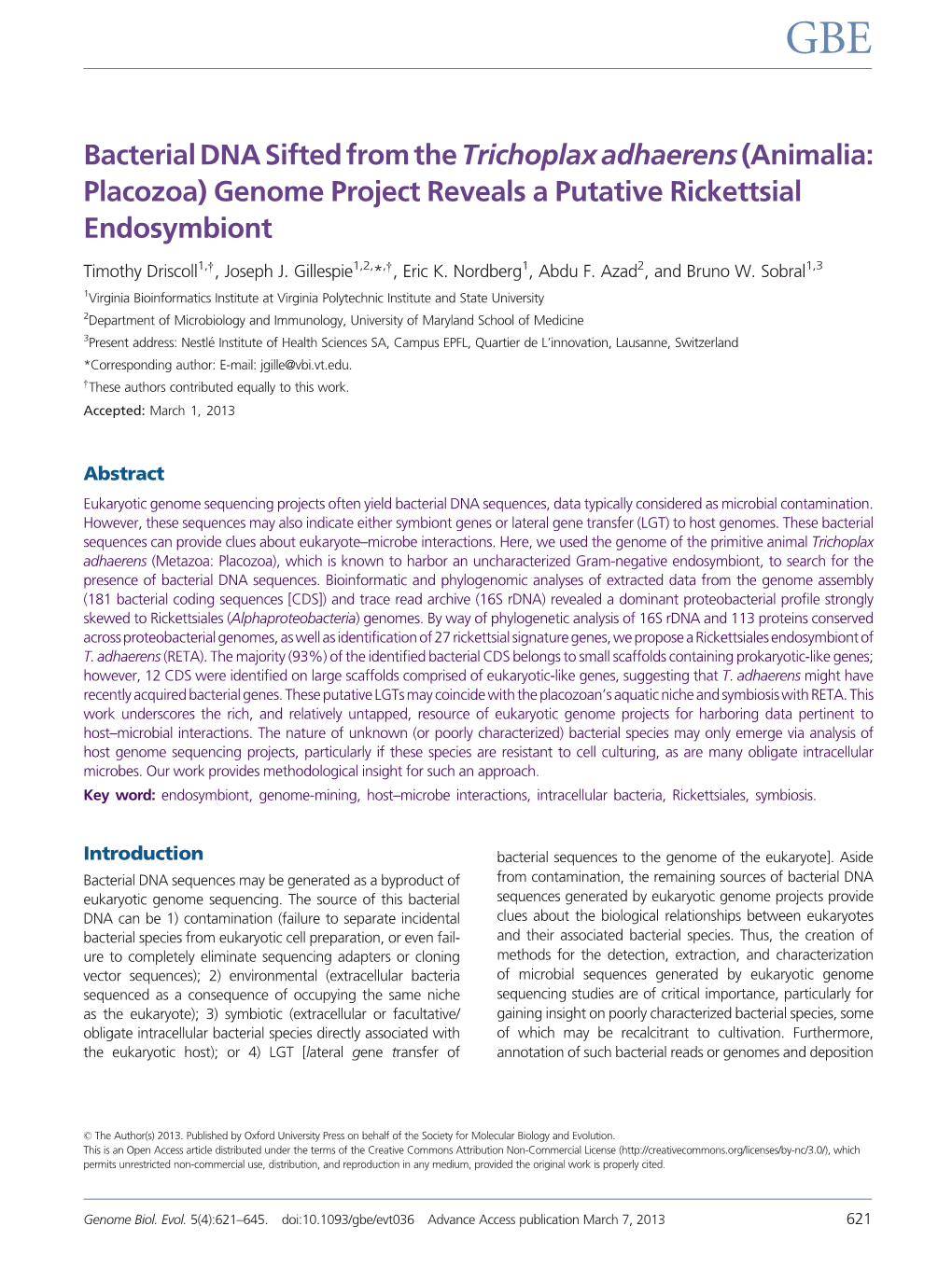 Genome Project Reveals a Putative Rickettsial Endosymbiont