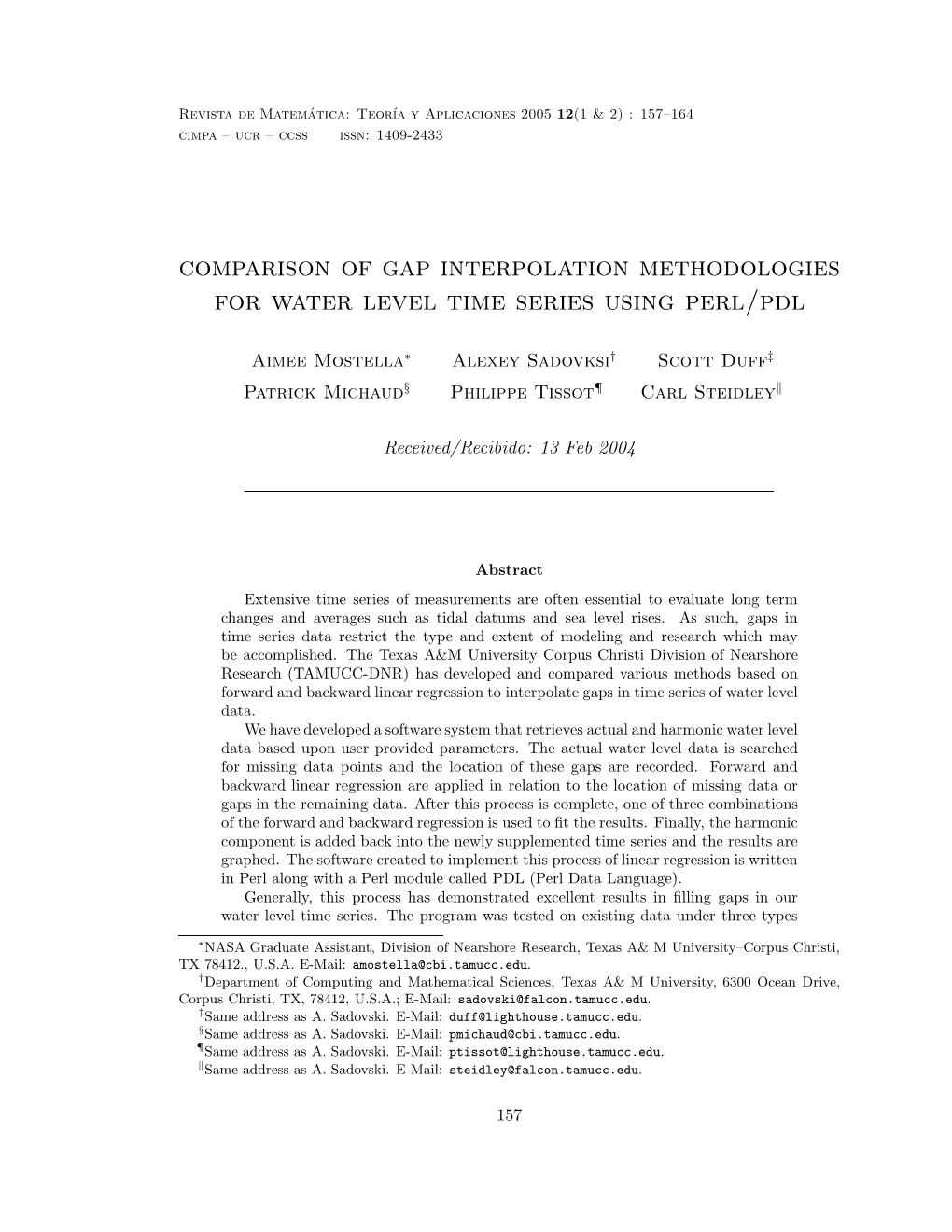 Comparison of Gap Interpolation Methodologies for Water Level Time Series Using Perl/Pdl