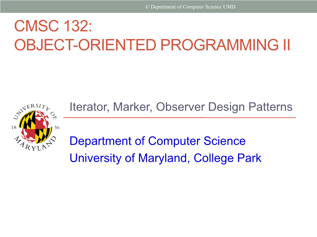 Cmsc 132: Object-Oriented Programming Ii