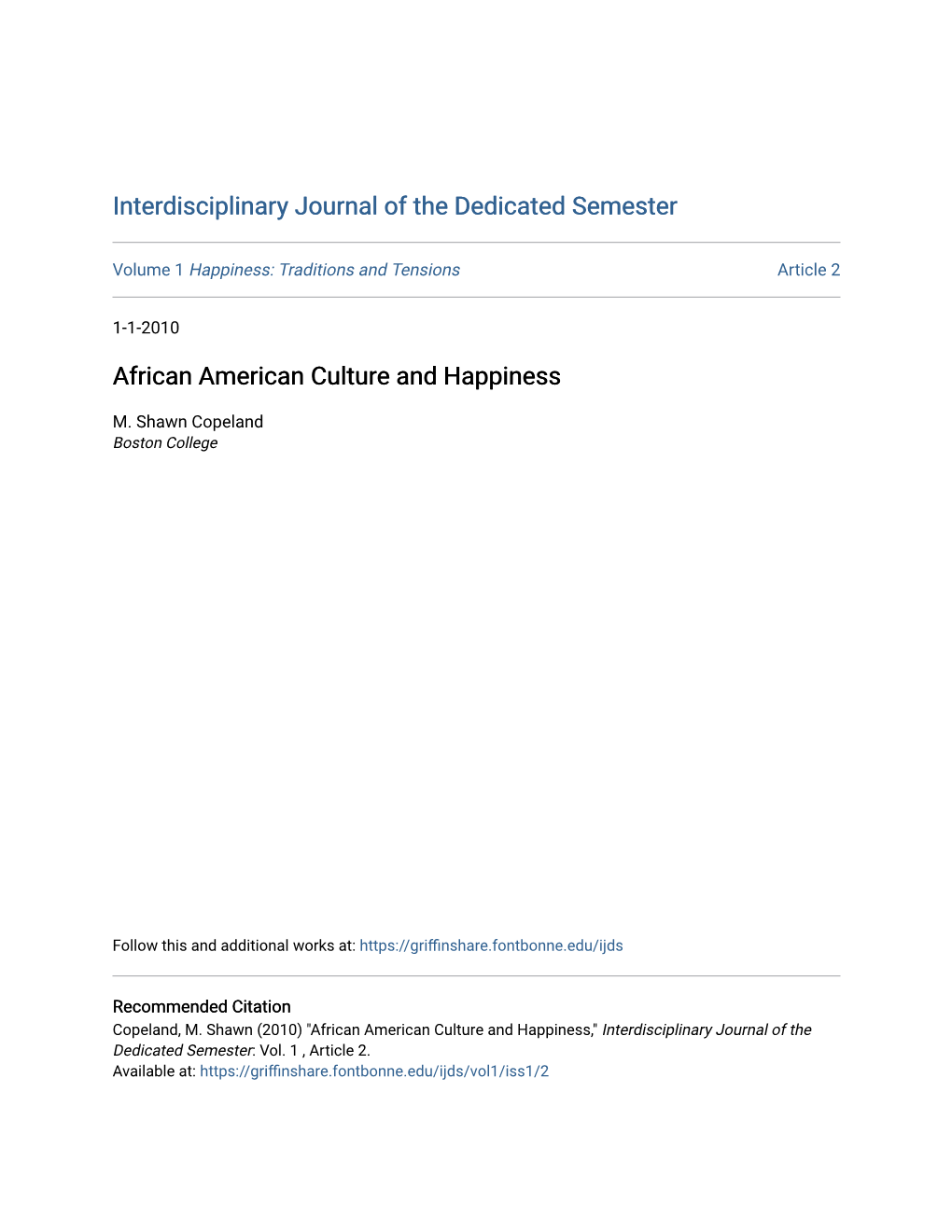 African American Culture and Happiness