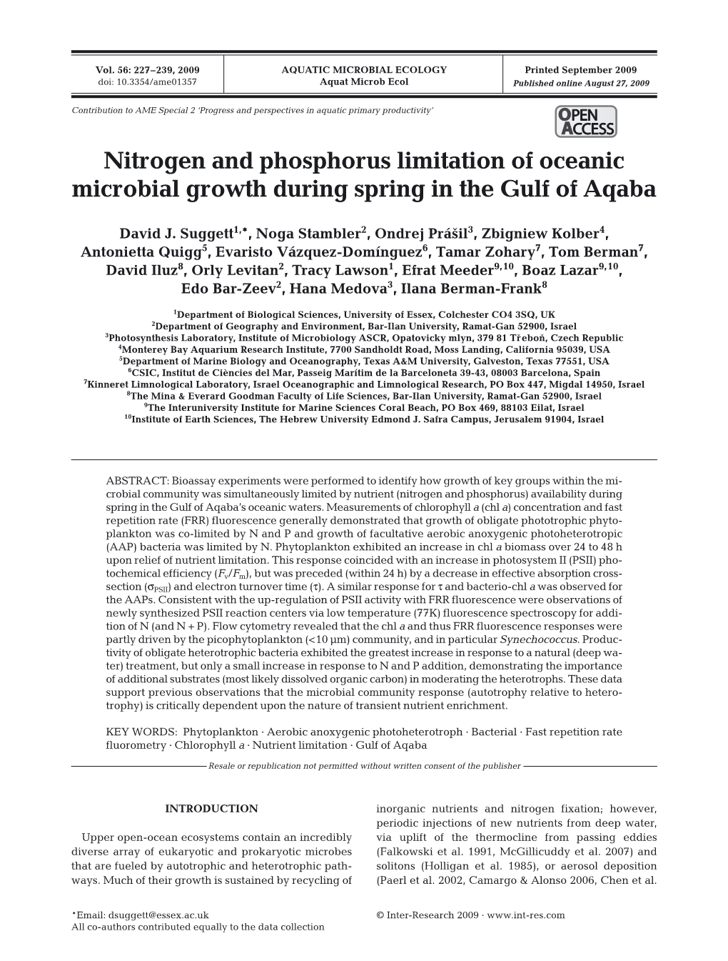 Nitrogen and Phosphorus Limitation of Oceanic Microbial Growth During Spring in the Gulf of Aqaba