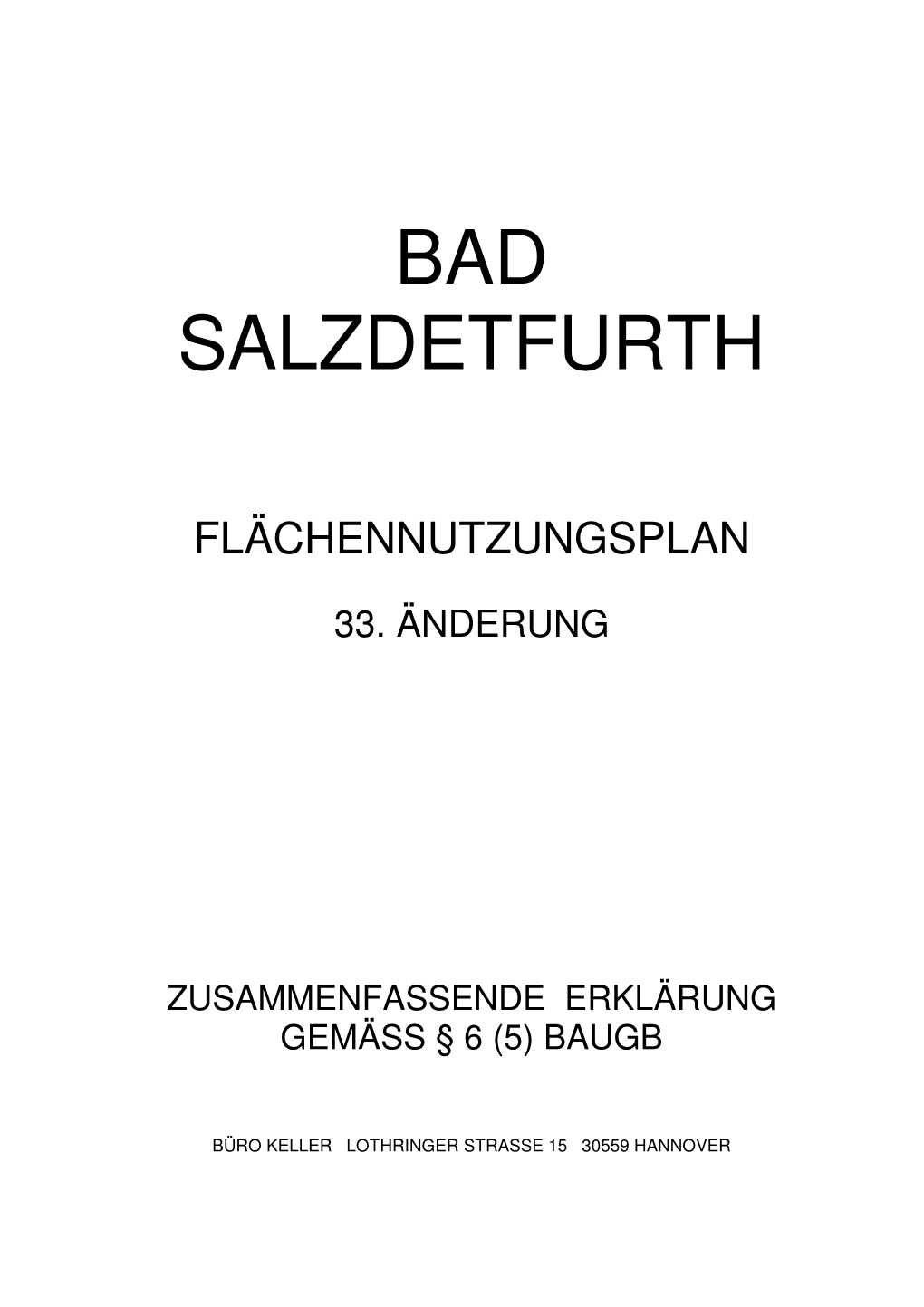 Flächennutzungsplan 33. Änderung