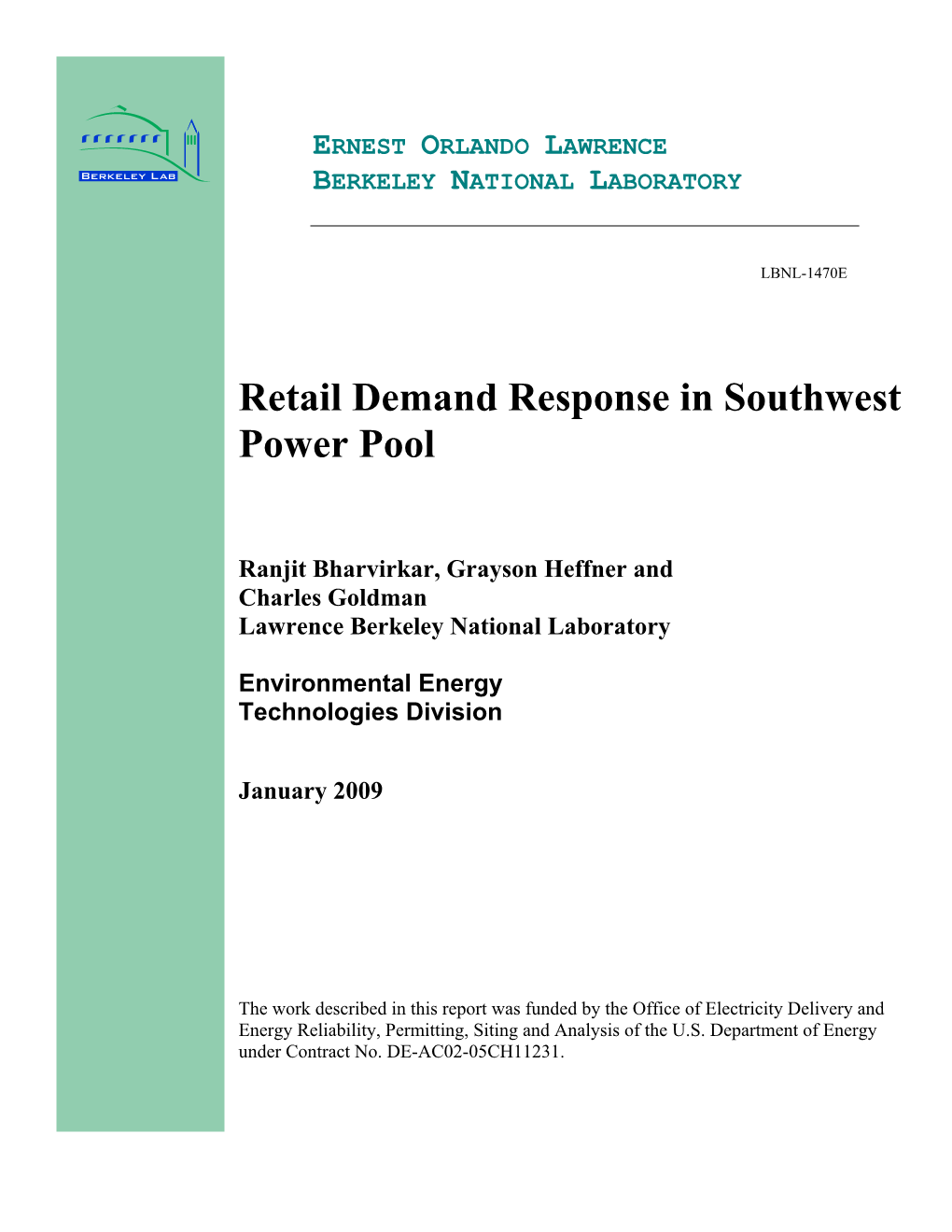 Retail Demand Response in Southwest Power Pool