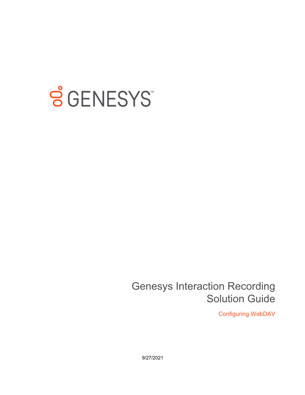 Genesys Interaction Recording Solution Guide