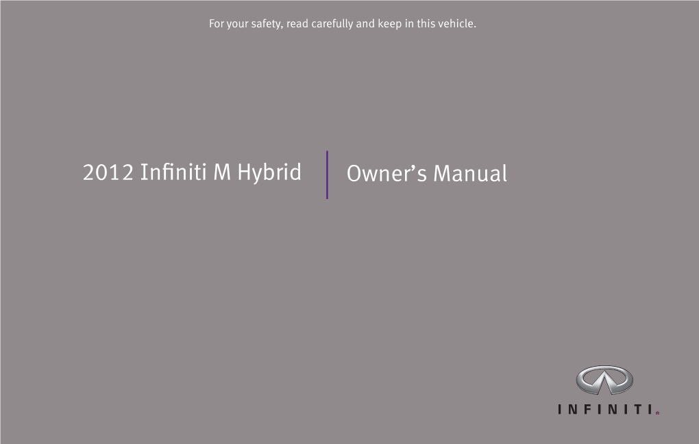 2012 Infiniti M35 Hybrid | Owner's Manual