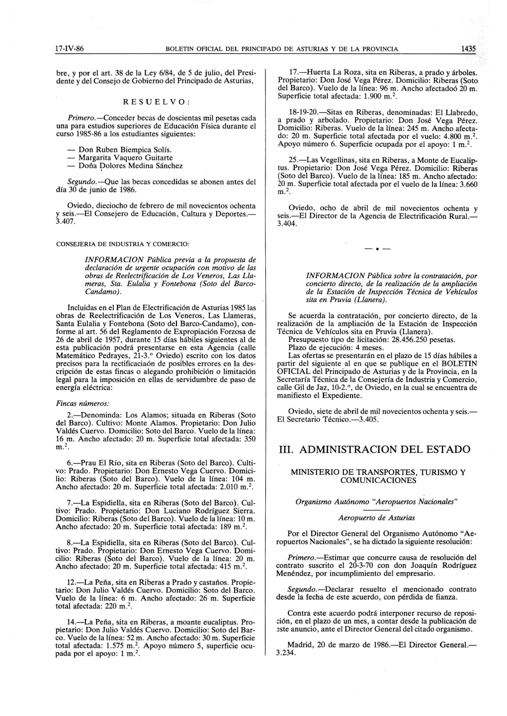 III. ADMINISTRACION DEL ESTADO 6.-Prau EI Rio, Sita En Riberas (Soto Del Barco)