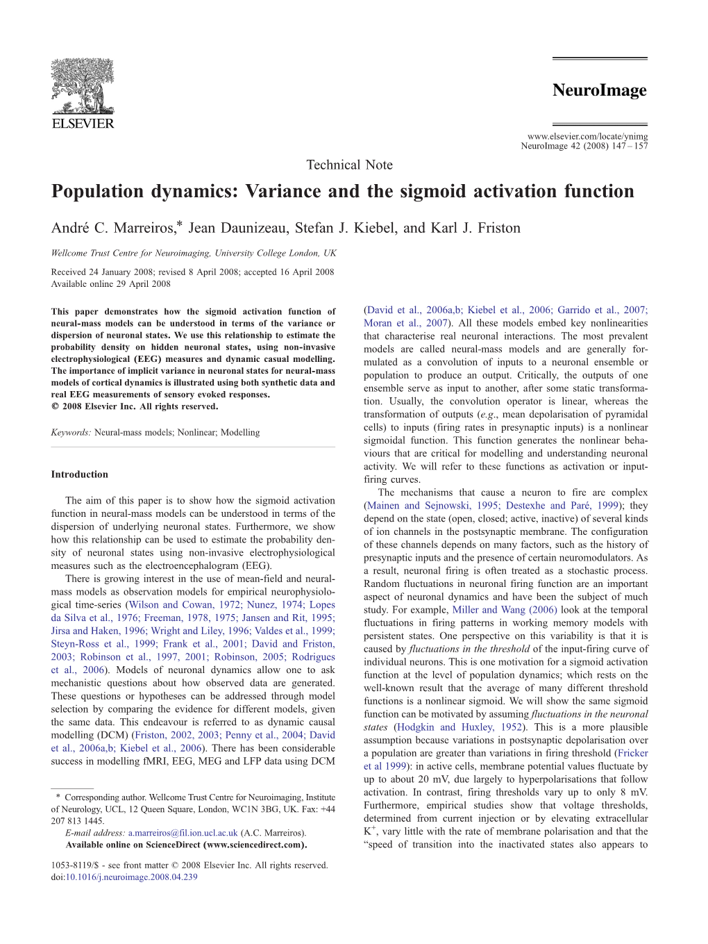 Population Dynamics: Variance and the Sigmoid Activation Function ⁎ André C