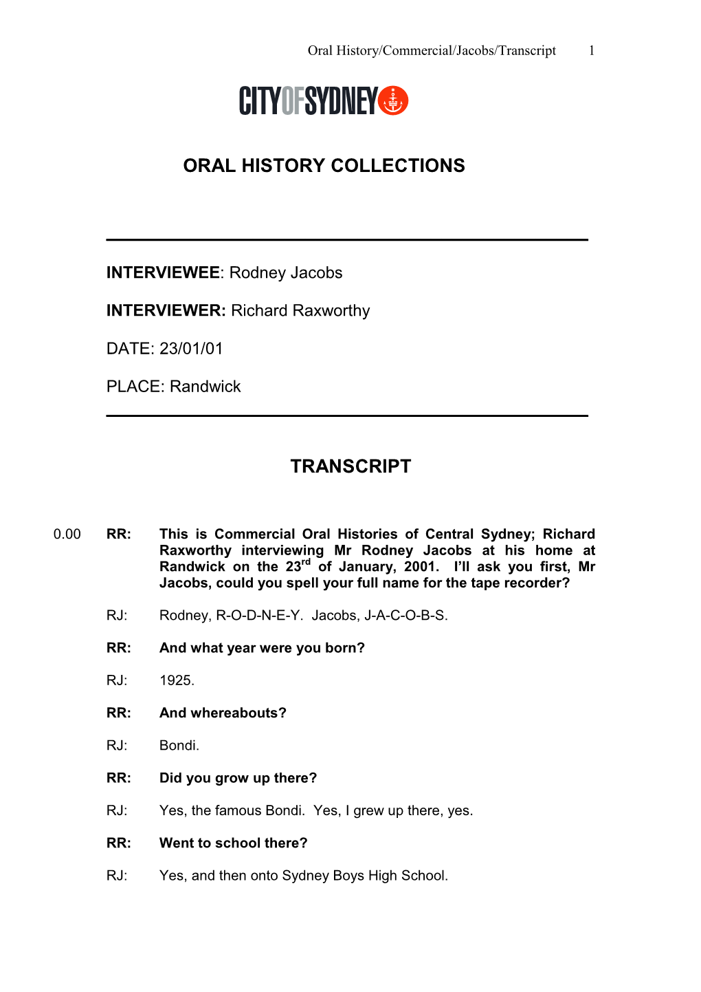 Oral History Collections