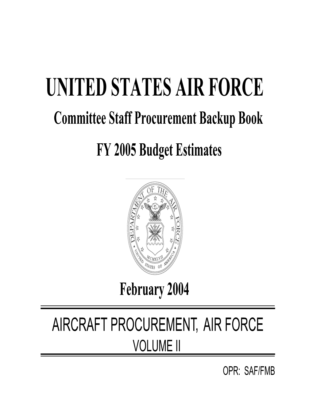 Aircraft Procurement Volume II, Part 1