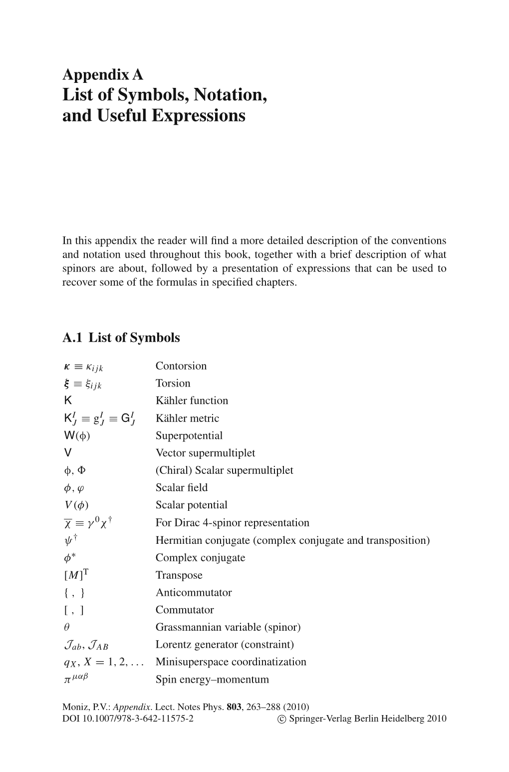 List of Symbols, Notation, and Useful Expressions