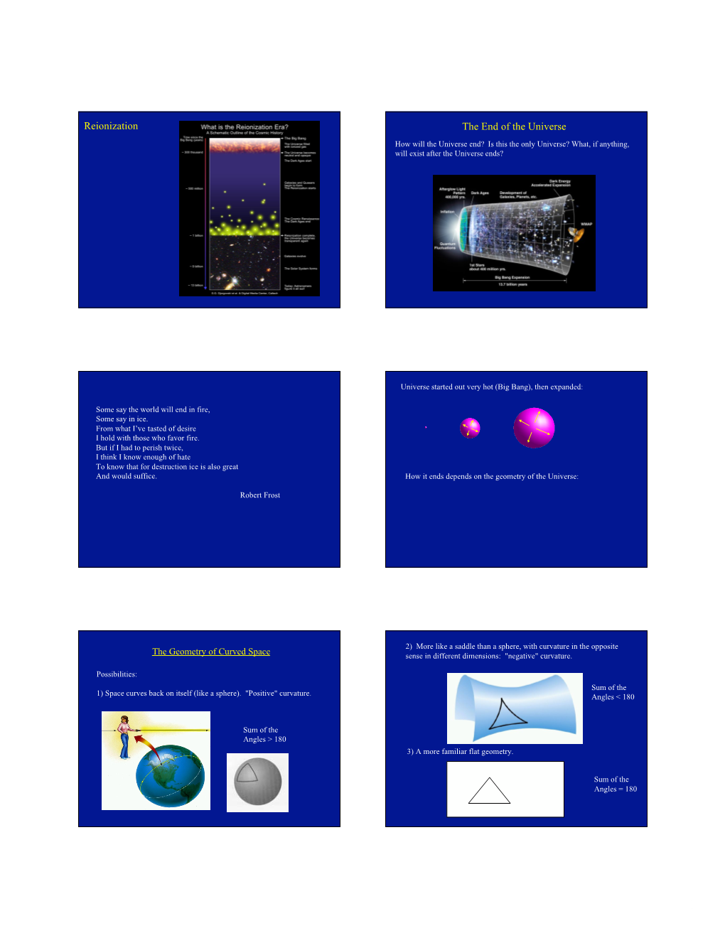 Reionization the End of the Universe