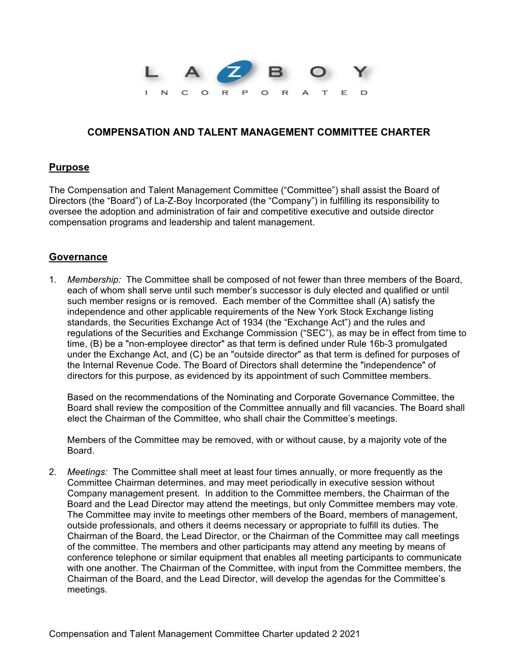 Compensation and Talent Management Committee Charter