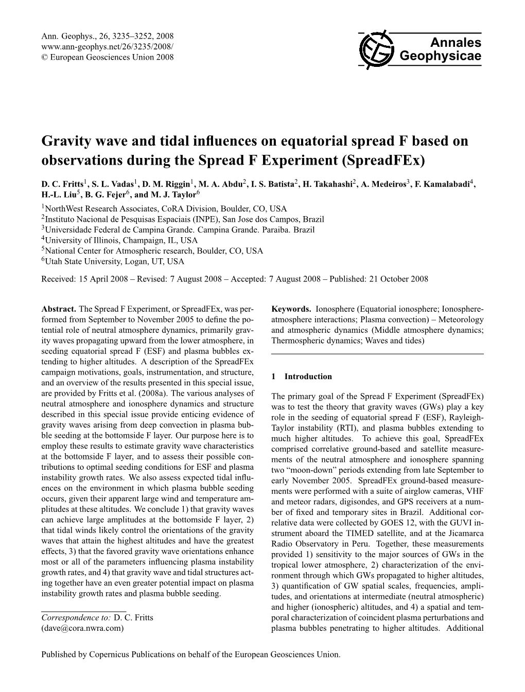 Gravity Wave and Tidal Influences On