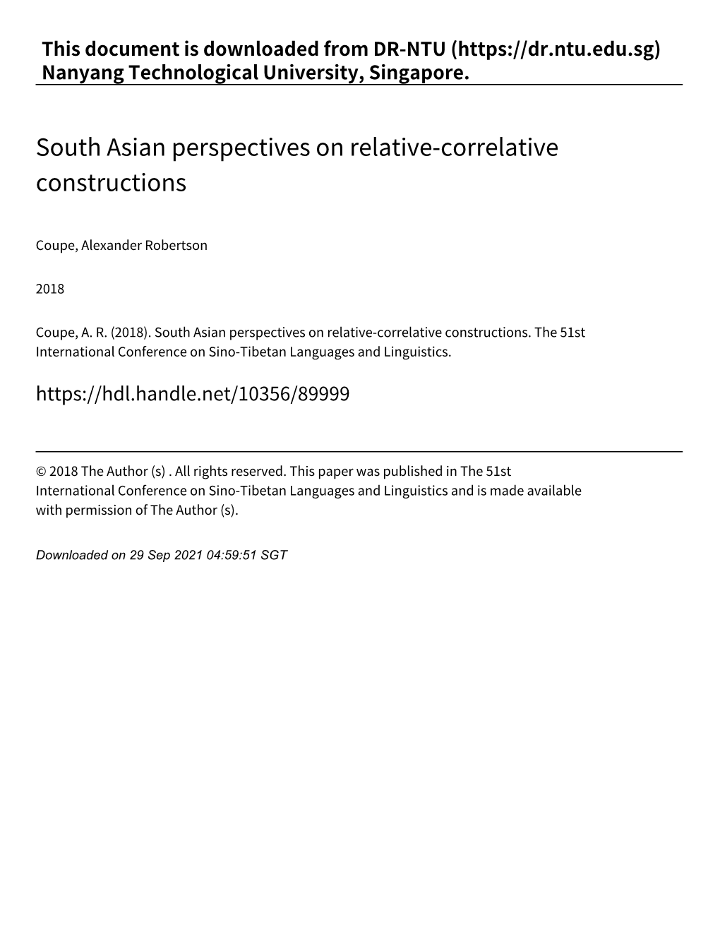 South Asian Perspectives on Relative‑Correlative Constructions
