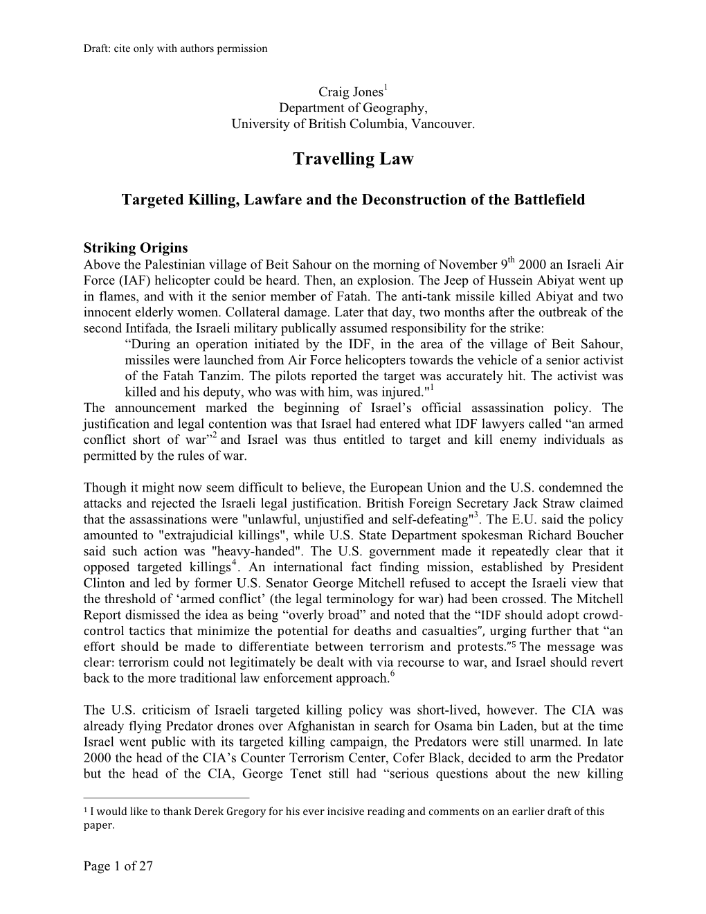 Travelling Law