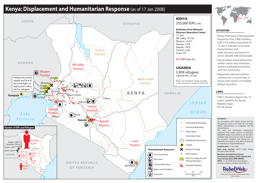 Kenya: Displacement and Humanitarian Response (As of 17 Jan 2008)