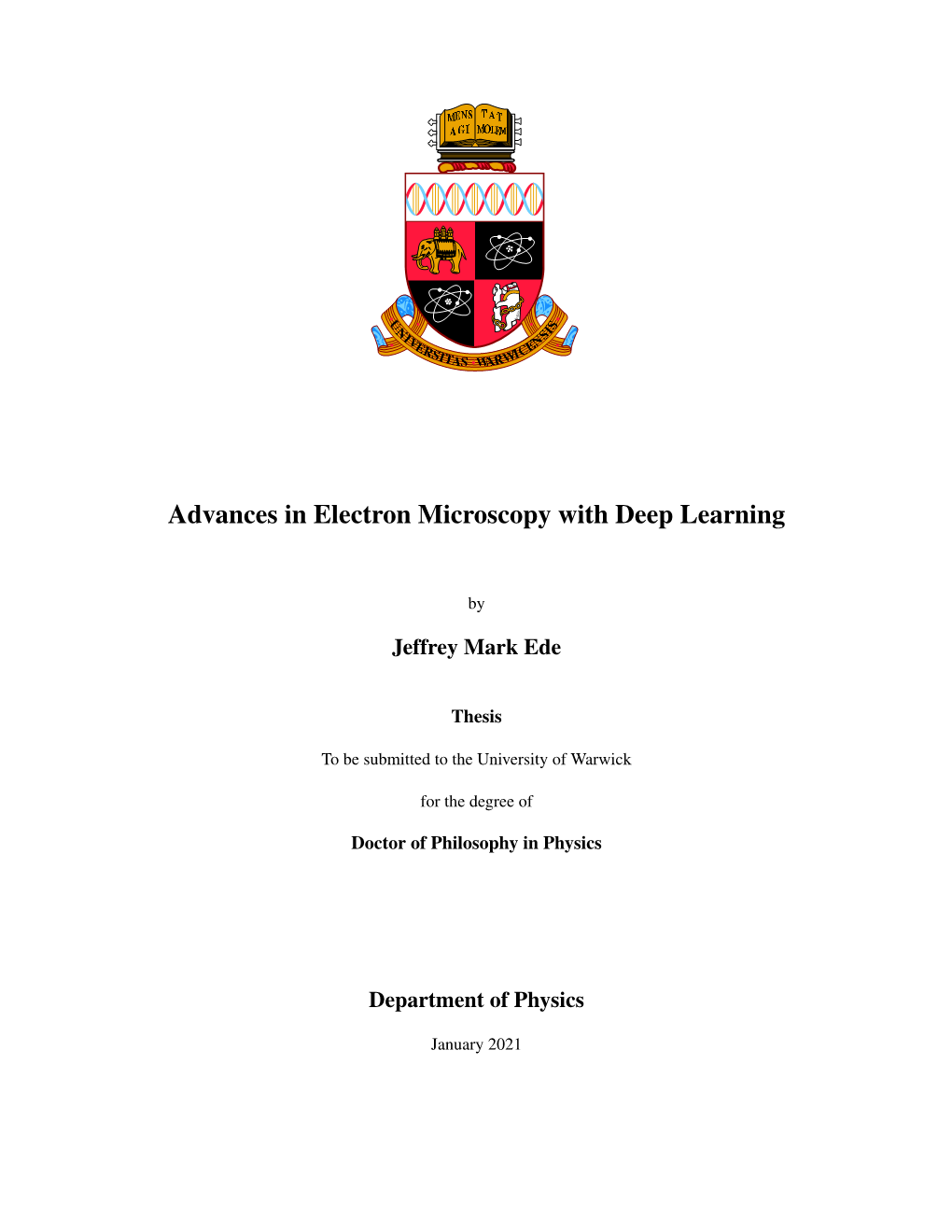 Advances in Electron Microscopy with Deep Learning